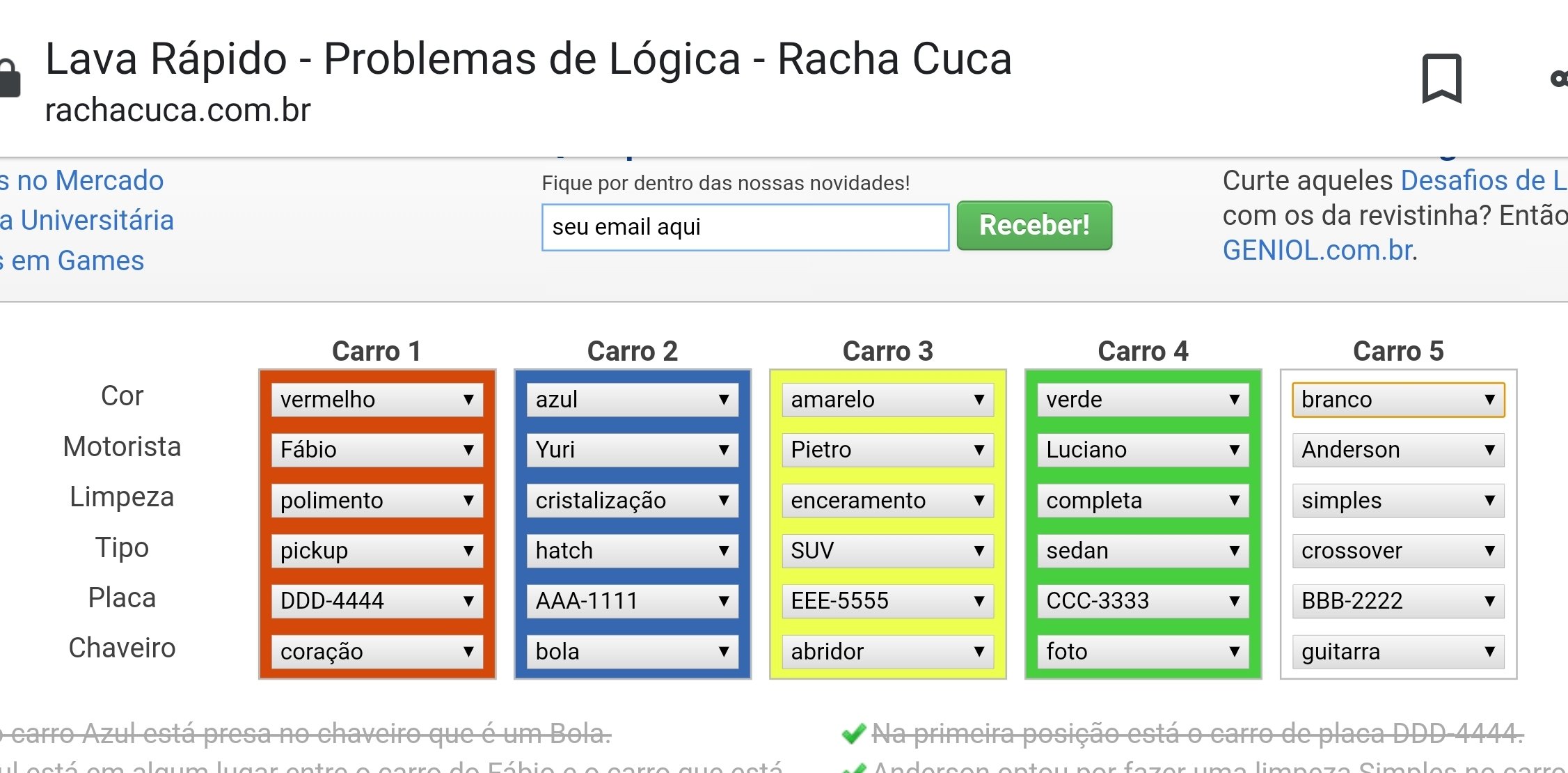 Problemas de lógica: layout auto-explicativo. Fonte: rachacuca.com.br